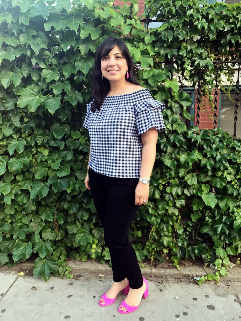 Gingham and Hot Pink Weekend Wear | @KissedWithCurves