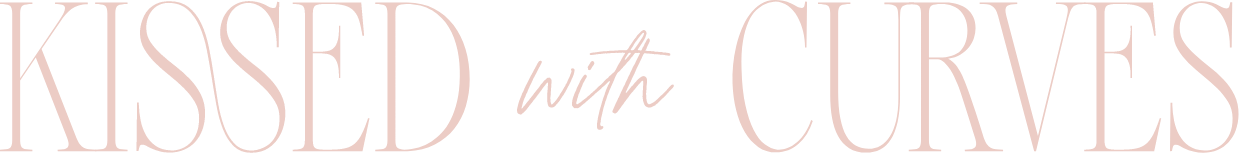 Kissed with Curves pink text logo