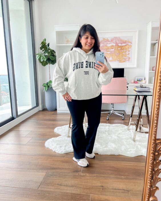 Anine Bing Hoodie Sweatshirt and Leggings Athleisure Outfit