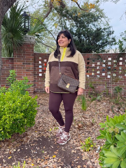 Brown Fleece and Leggings Outfit
