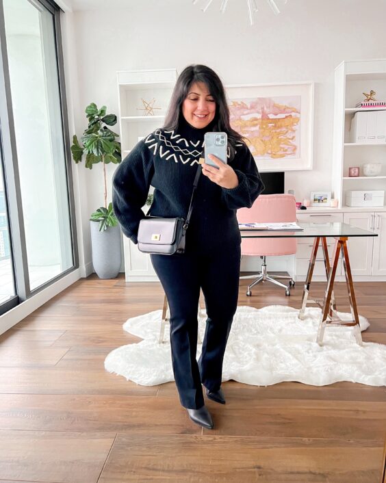 Black and white fair isle sweater