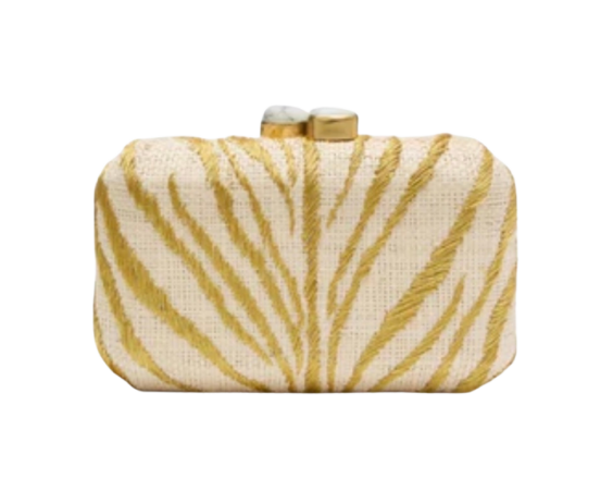 Tuckernuck Zebra Print Raffia Clutch Bag