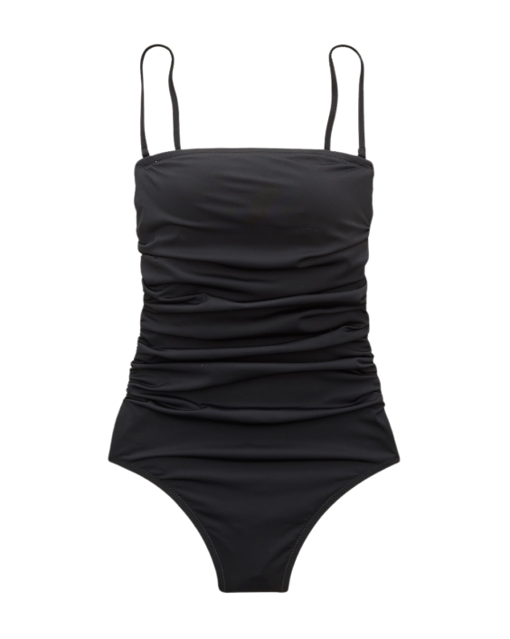 J.Crew ruched bandeau one piece black swimsuit