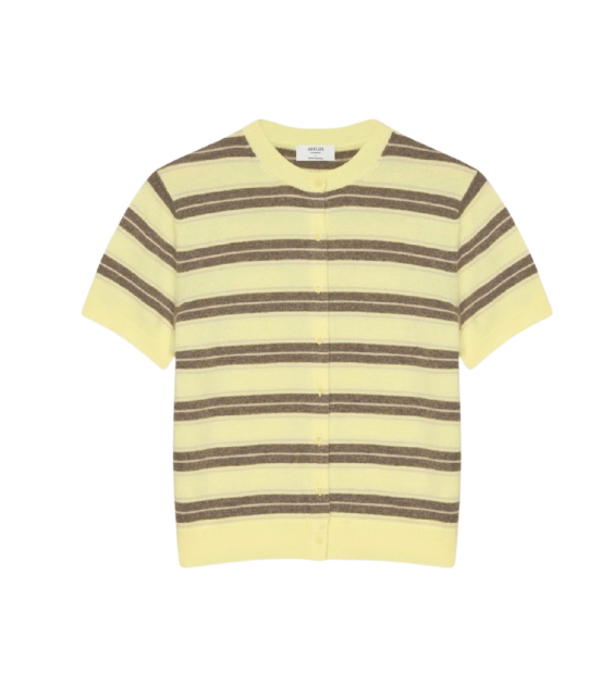 Aritzia Short Sleeve Striped Cashmere Cardigan